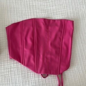 Pink leather lace up corset